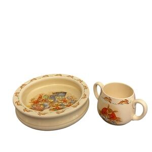 Royal Doulton Bunnykins Children's Mug & Bowl Schoolhouse Vintage